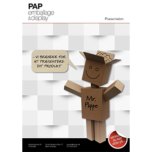 Brochure med præsentationsmateriale fra PAP emballage og display